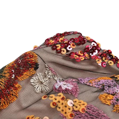 Bustier-Kleid mit Blumen, Pailletten und transparentem Design