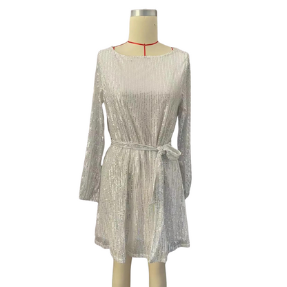 ABendkleid mit Pailletten und Gürtel