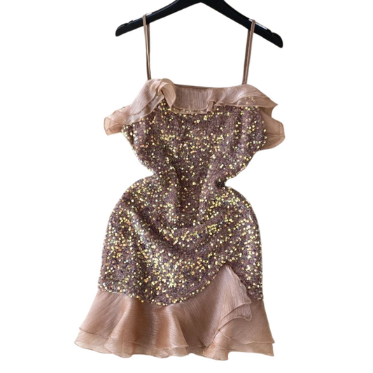 Paillettenkleid mit Trägern in Rosa Violett