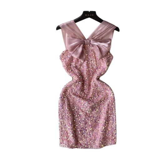 Kleid Pailletten Rosenknoten