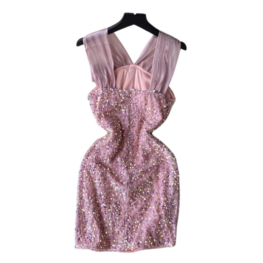 Kleid Pailletten Rosenknoten