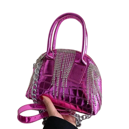 Kleine silberne Schultertasche