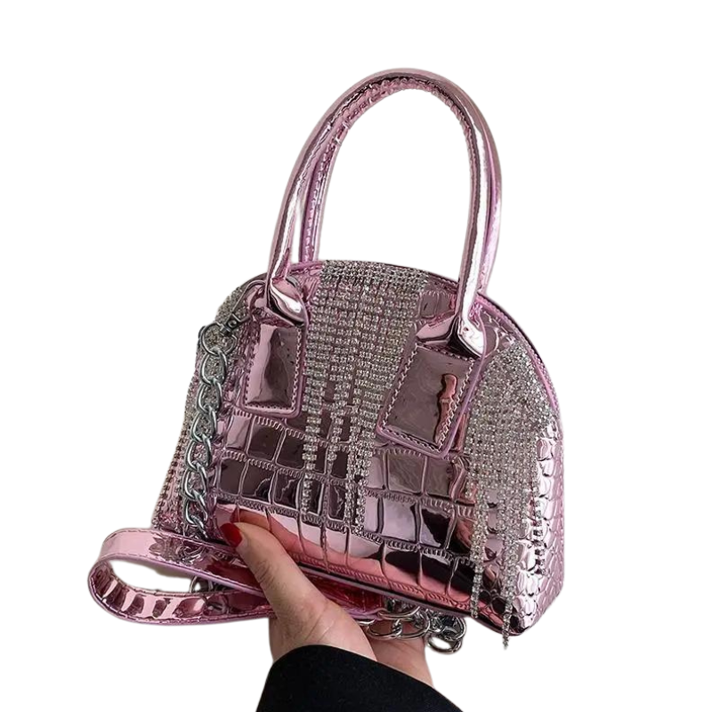 Kleine silberne Schultertasche