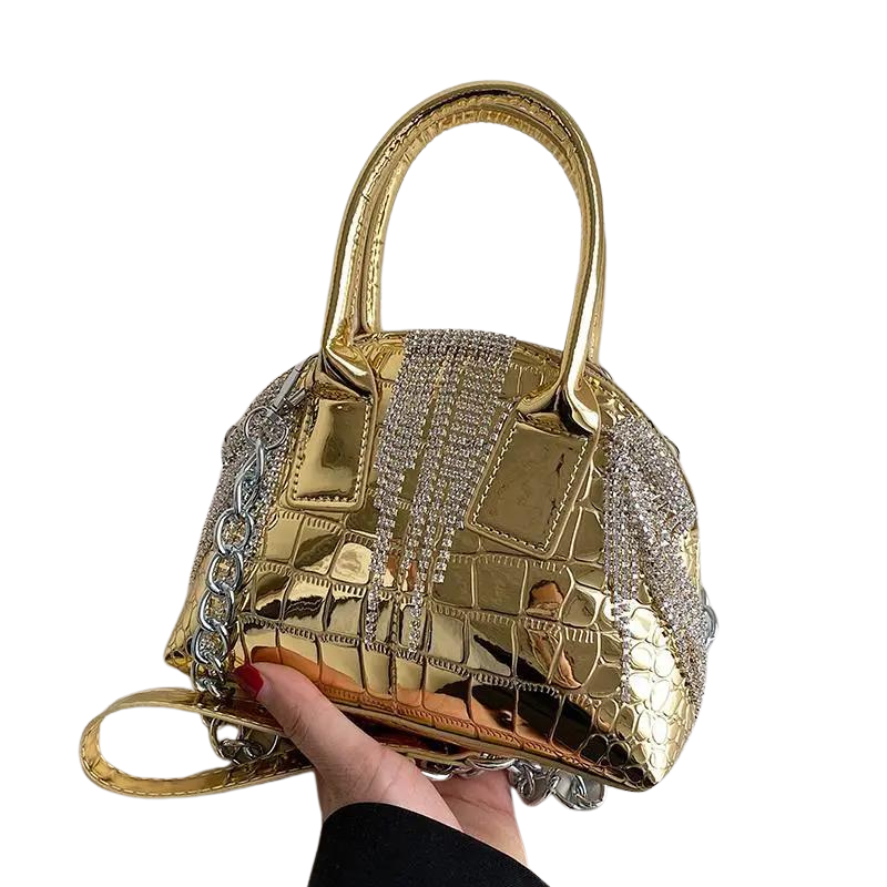 Kleine silberne Schultertasche