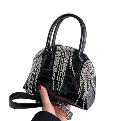 Kleine silberne Schultertasche