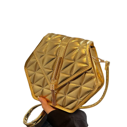 Sac Doré Hexagone PU Cuir