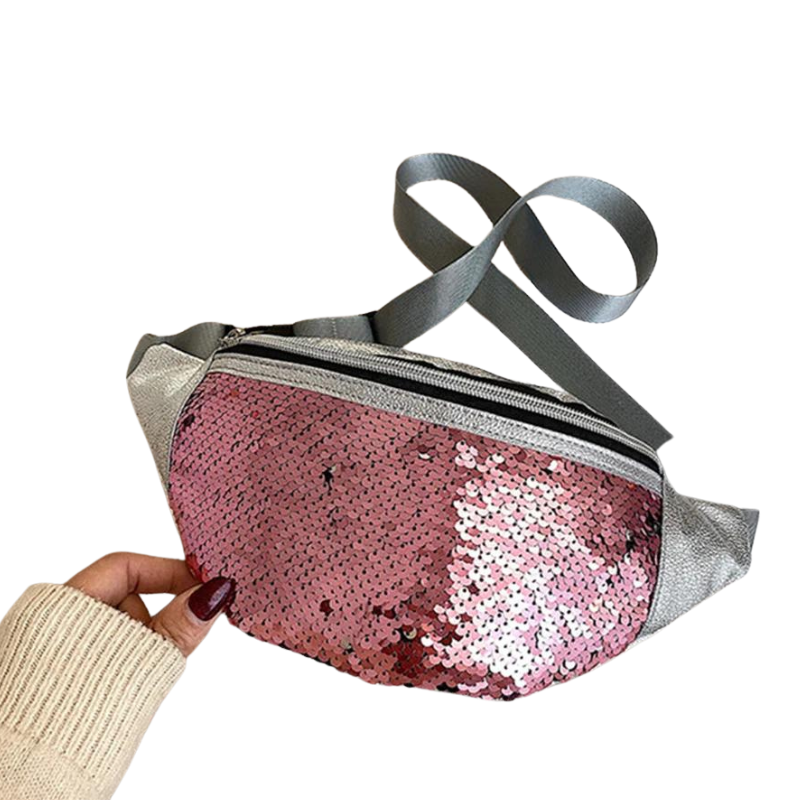 Schultertasche mit silbernen Pailletten