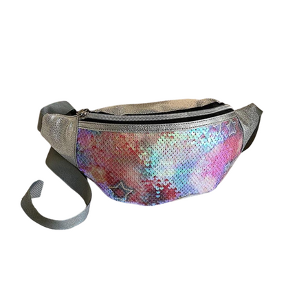 Schultertasche mit silbernen Pailletten