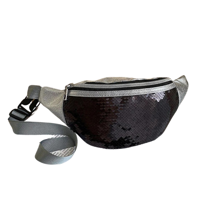 Schultertasche mit silbernen Pailletten