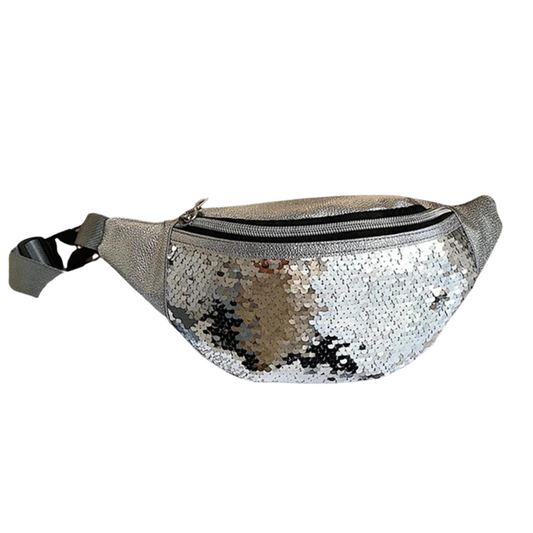 Schultertasche mit silbernen Pailletten