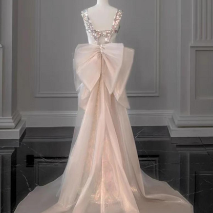 Pink Pailletten Tüll Kleid mit Schleife