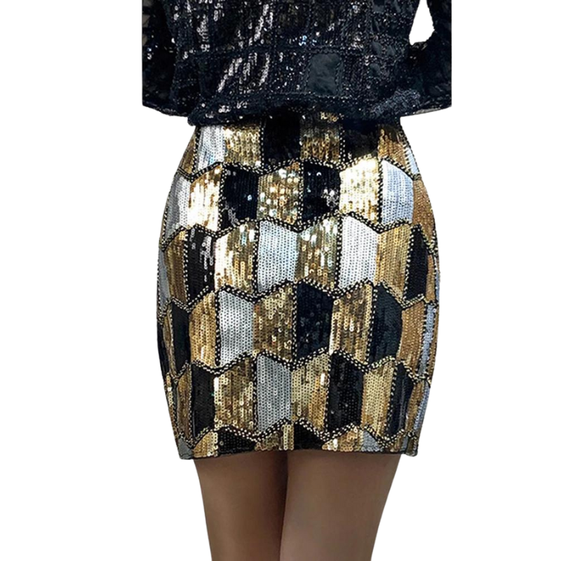 Röcke Pailletten Hüfthoch Damier