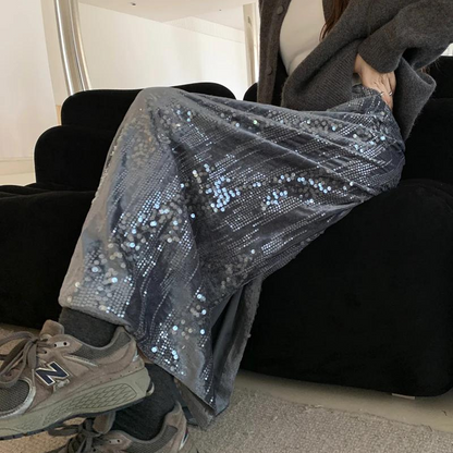 Rock mit Pailletten, mit elastischer Taille
