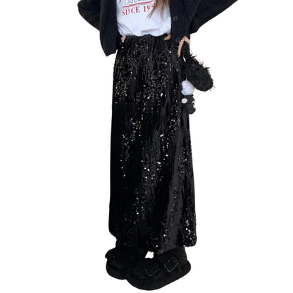 Rock mit Pailletten, mit elastischer Taille