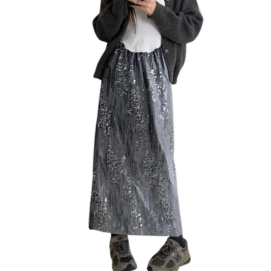 Rock mit Pailletten, mit elastischer Taille