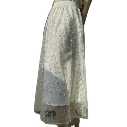 Weißer Rock mit Quaderpailletten