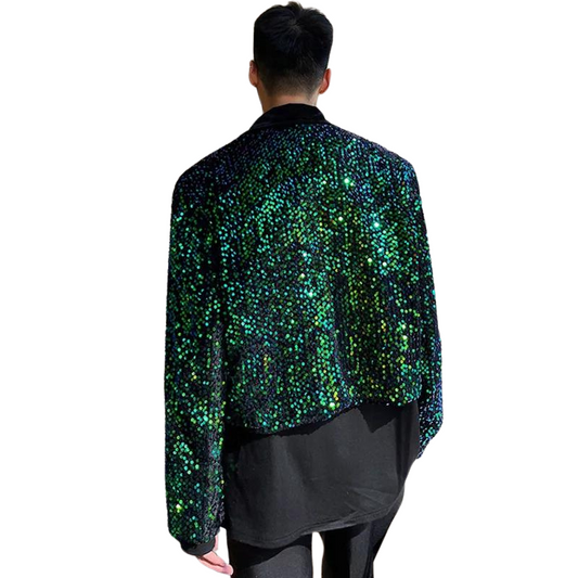 Herren Jacke mit Pailletten Grün