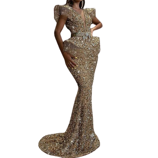 Abendkleid aus Pailletten in Gold