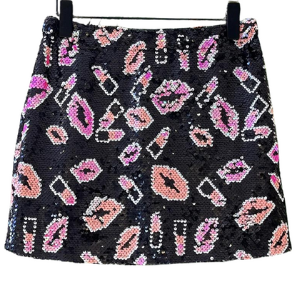 Paillettenrock mit Munddesign