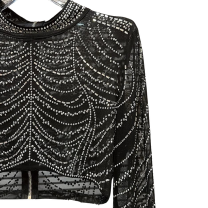 Croc-Top und Rock mit Strass in Schwarz