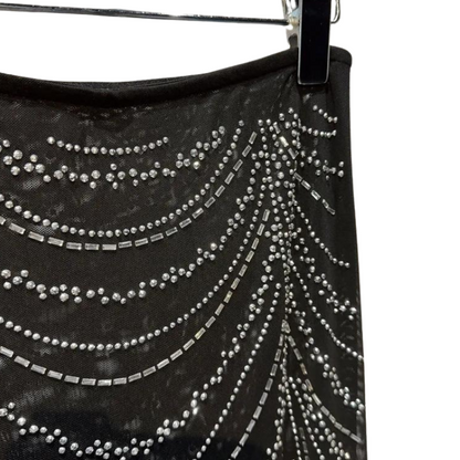 Croc-Top und Rock mit Strass in Schwarz