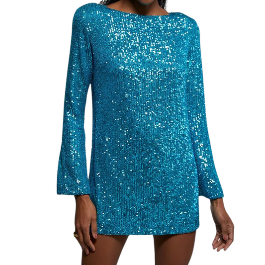 Langes Damen-T-Shirt-Kleid mit Pailletten
