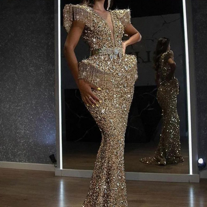 Abendkleid aus Pailletten in Gold