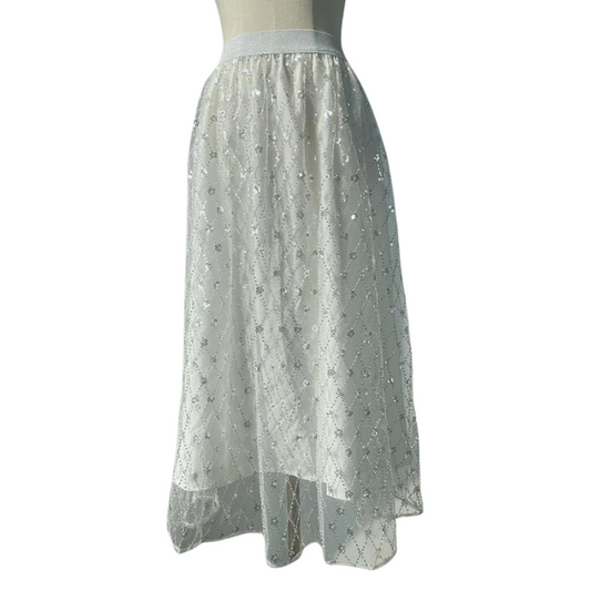 Weißer Rock mit Quaderpailletten