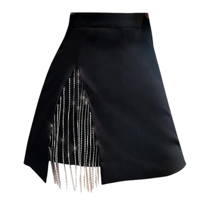 Schwarzer Carré Kleid mit Strass