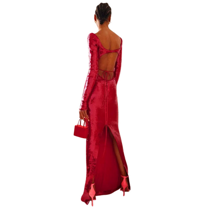 Lange Pailletten-Kleid mit offenem Brustbereich