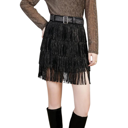 Rock und Bikini mit Fransen und Strass