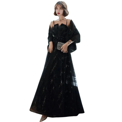 Pailletten-Tüll-Kleid mit Trägern