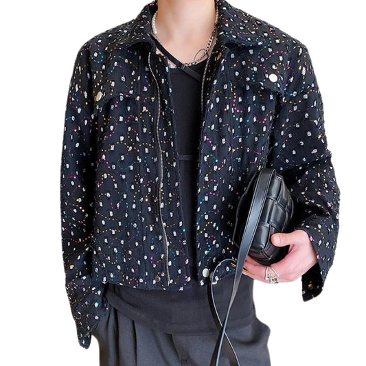 Kurze schwarze Paillettenjacke für Herren