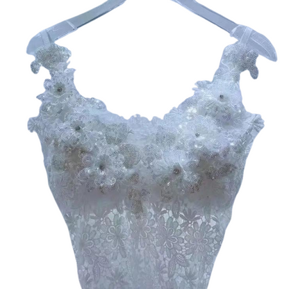 Top Crop Top mit Blumen und Pailletten