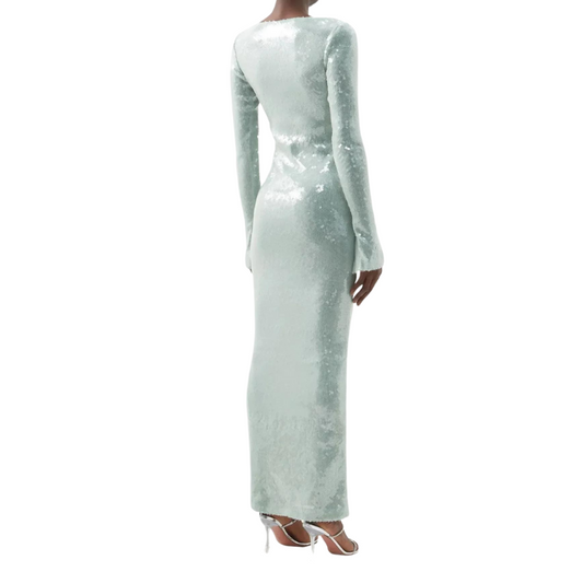 Langes Pailletten-Kleid mit Schnürung am Brustbereich