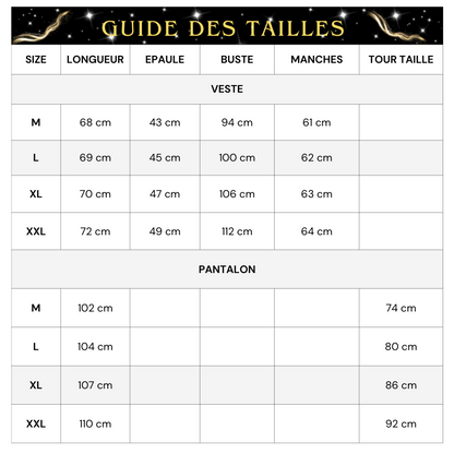 Kostüm für Herren mit goldenen Pailletten und Samt