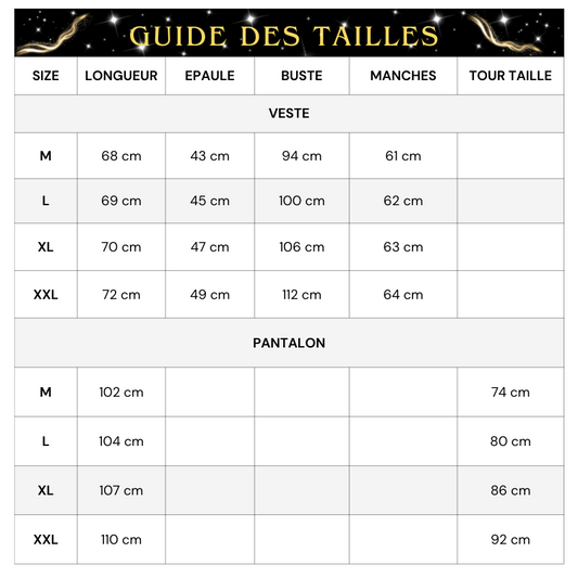 Kostüm für Herren mit goldenen Pailletten und Samt