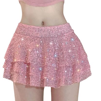 Mini-Rock mit rosafarbenen Pailletten