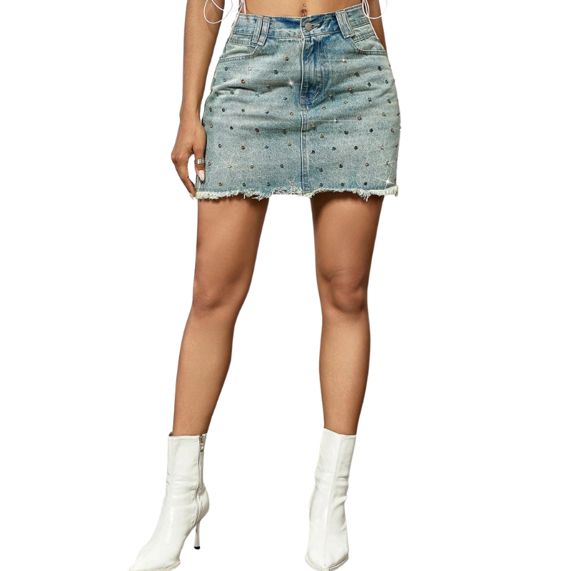 Kurzer Jeansrock mit Strass