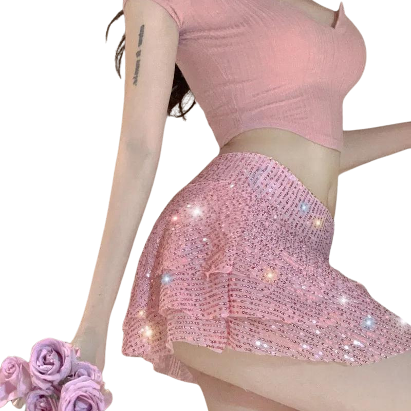 Mini-Rock mit rosafarbenen Pailletten