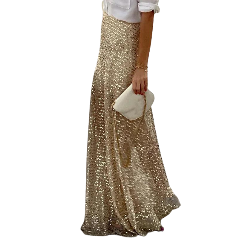 hoher Taillenumhang Rock mit Pailletten