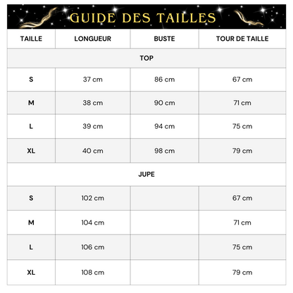 Anzug aus Langrockrock und Pailletten-Top