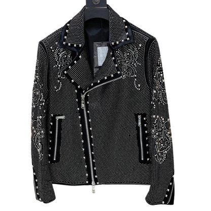 Männer Strass Jacke Motorrad-Design