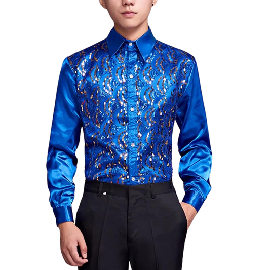 Herren-Paillettenshirt aus Satin