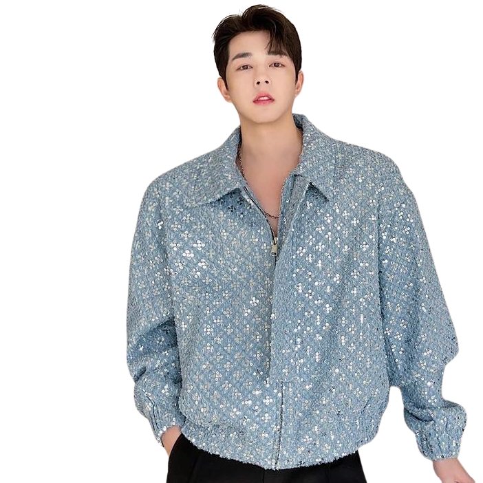 blaue Paillettenjacke für Herren