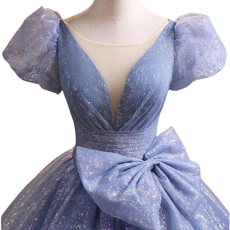 Blaue Paillettenkleider aus Tüll