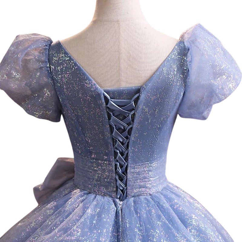 Blaue Paillettenkleider aus Tüll