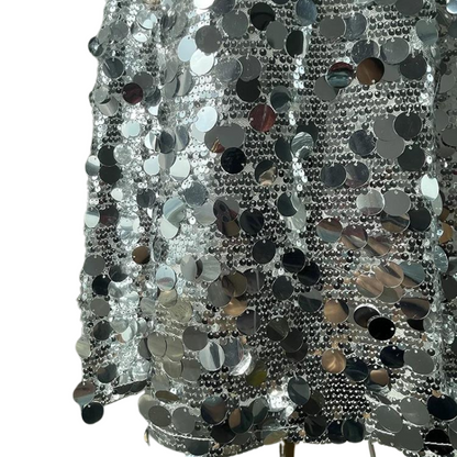 mittellange Paillettenrock in Silber