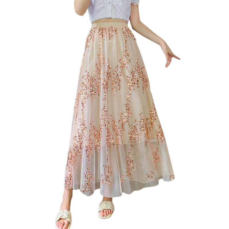 Paillettenrock mit transparentem Futter