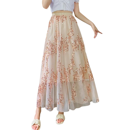 Paillettenrock mit transparentem Futter